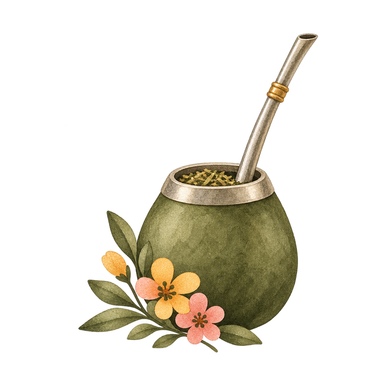 Mate decorado con flores